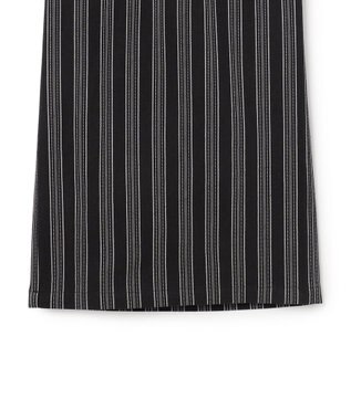 J.PRESS YORK STREET 【WOMEN】リネンストライプ イージーワイド パンツ ブラック系1