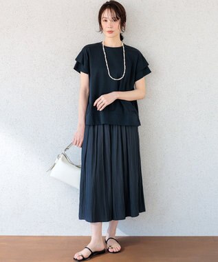 組曲 S GIZAコットンドルマンスリーブ Tシャツ ネイビー系