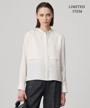 ICB L 【WEB限定・洗える】シルキーツイル  クロップドシャツ