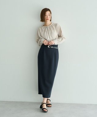 YECCA VECCA ギャザーブラウス Gray Beige