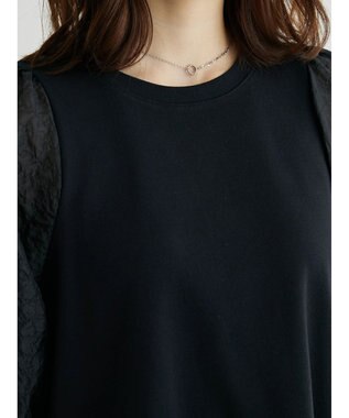 Green Parks ・ＳＵＧＡＲ　ＳＰＯＯＮ　シャーリング袖プルオーバー Black