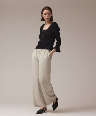 GRACE CONTINENTAL シアーフリルニットカーディガン ブラック