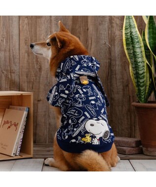 PET PARADISE スヌーピー パーカー 《デニム風》 中型犬 ネイビー