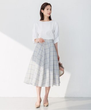 組曲 L 【洗える】プレーティングコンビブロー カットソーブラウス アイボリー系