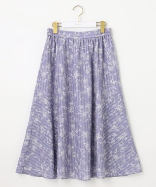 ANY SIS 【洗える】ラインフラワーストライプ スカート ライトブルー系