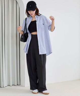 WEGO USPOLOハーフスリーブシャツ ブルーストライプ