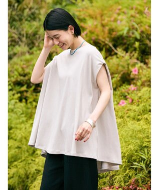 AMERICAN HOLIC 接触冷感フレンチスリーブカットチュニック Gray Beige