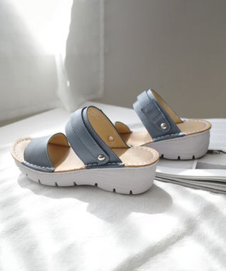 Pointer 本革 超軽量2WAY ツーバンドサンダル ライトブルー