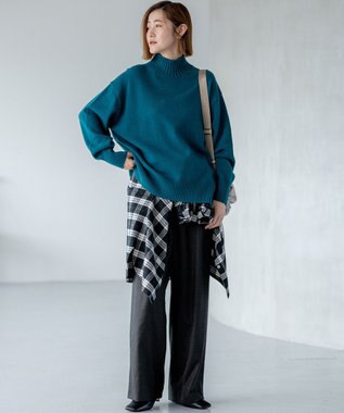 23区 L 【洗える】ハイカウントフラノ ドロスト ワイド パンツ グレー系