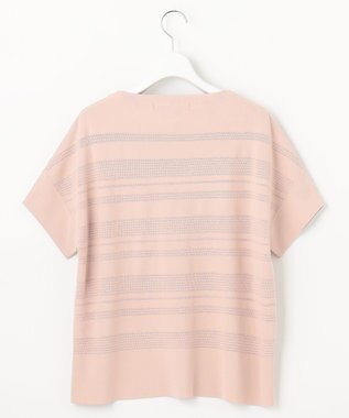 自由区 【洗える】クレープストレッチボーダー ニット ピンク系