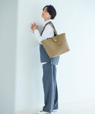 TOPKAPI 【Breath TOPKAPI】RIPPLE LOCK  リプルロック レザーコンビ トート バッグ カーキブラウン