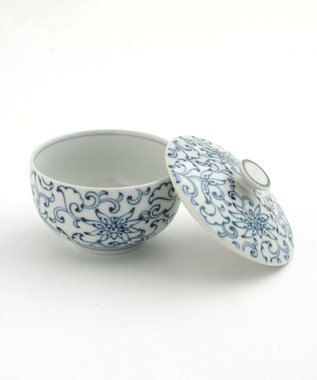 たち吉 【たち吉】京唐草お茶呑茶碗〈５客〉瀬戸焼 ホワイト×ブルー