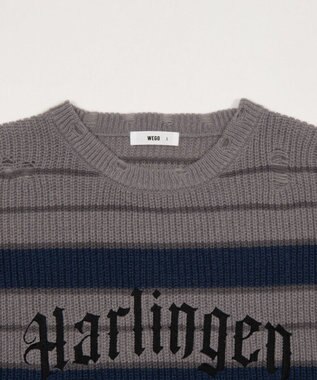 WEGO 【ユニセックス着用ITEM】アゼアミボーダーニットプルオーバー グレーボーダー