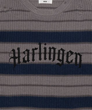 WEGO 【ユニセックス着用ITEM】アゼアミボーダーニットプルオーバー グレーボーダー