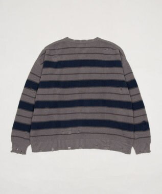 WEGO 【ユニセックス着用ITEM】アゼアミボーダーニットプルオーバー グレーボーダー