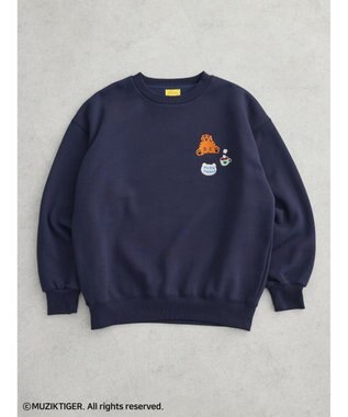 Green Parks ムジークタイガー／裏起毛刺しゅうプルオーバー Navy