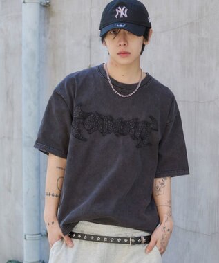 WEGO 【ユニセックス着用ITEM/MLサイズ展開】ブリーチダメージアップリケT（SS） ブラックその他