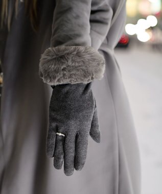 ORuKuBET 【オンワード・クローゼット限定】パールリング風エコファージャージグローブ (WOMEN)【スクワラン加工 / 抗菌機能・タッチパネル対応】 グレー