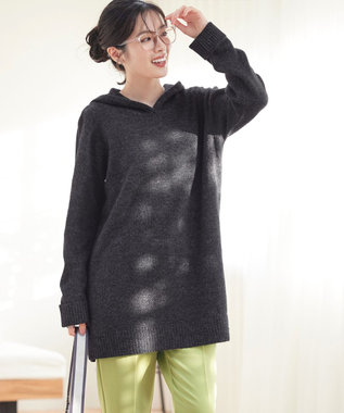 Tiaclasse メランジフーディーニットチュニック