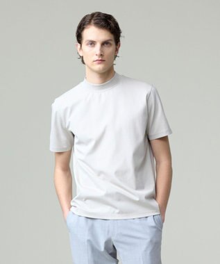 シルクのような光沢感の上品Tシャツ【UVカット / 接触冷感 / 吸水速乾】【J.PRESS PREMIUM JERSEY】ポンチモックネック Tシャツ