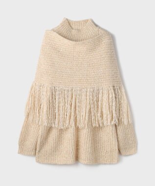 GRACE CONTINENTAL フリンジケープニットトップ キナリ