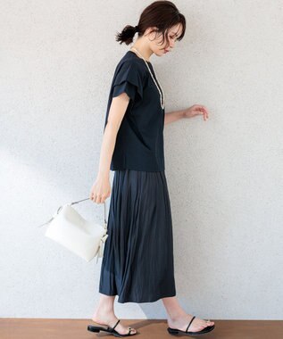 組曲 S GIZAコットンドルマンスリーブ Tシャツ ネイビー系