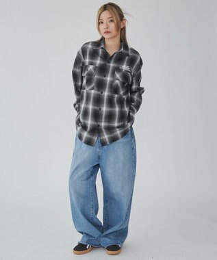 WEGO 【ユニセックス着用ITEM】グラフィックオンブレチェックシャツ（LS） 柄1