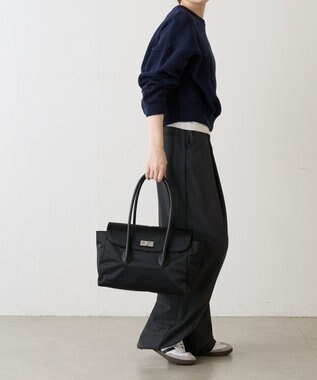 russet 《@__serako.r__企画》クラウズナイロンフラップトートバッグ(CE-1690) Black