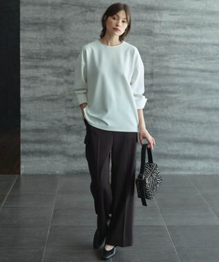 ICB L 【スマートバック仕様・洗える】ストレッチダブルサテン カーゴパンツ ダークブラウン系