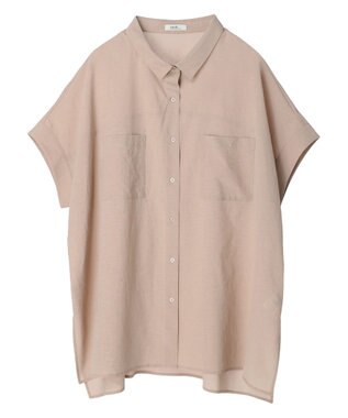 earth music&ecology 配色ステッチＢＩＧシャツ Beige