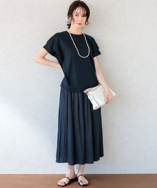 組曲 S GIZAコットンドルマンスリーブ Tシャツ ネイビー系