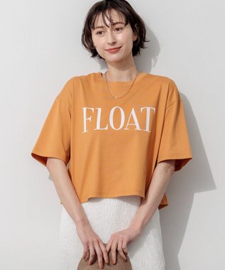 23区 【SLOW/一部店舗限定】ヴィンテージライクジャージー クロップド ロゴ Tシャツ タンジェリン×オフホワイト