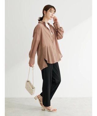 Green Parks らくスレストレートパンツ Gray Beige