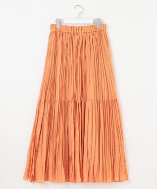 自由区 【接触冷感・洗える】ハンドワッシャープリーツ スカート オレンジ