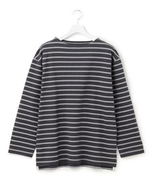 J.PRESS YORK STREET 【UNISEX】インディゴボーダーロングTシャツ グレー系1