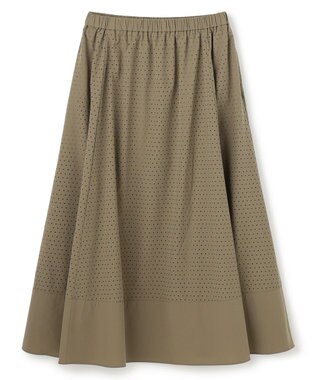 UNFILO 【セットアップ着用可/ウエストゴム】FINE MOVE パンチング ドット スカート カーキ