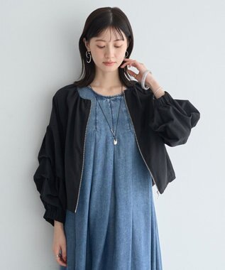 YECCA VECCA ホイップスリーブZIPジャケット Black