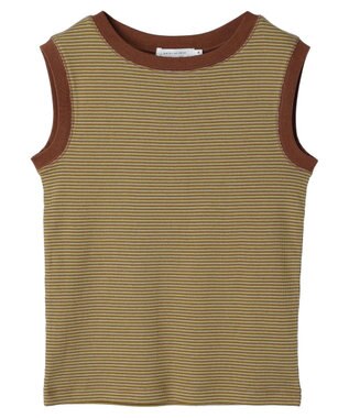 AMERICAN HOLIC ミジンボーダーノースリーブカットプルオーバー Brown