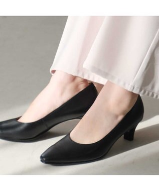 Pointer 【5cmヒール】日本製 高級本革プレーンパンプス ブラック