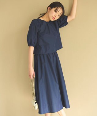 Feroux 【洗える】パフスリーブセット アップ ネイビー系