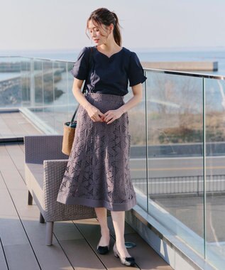 Tiaclasse 【UVケア・接触冷感】“あまラク” ハートネックカットソートップス ネイビー