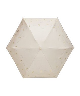 MOONBAT 【 遮光率100％/遮熱/UV/コンパクト】PAUL&JOE ACCESSOIRES(ポール&ジョー) 晴雨兼用日傘 ヌネット×ロゴ ネコ 5段折りたたみ傘 ベージュ