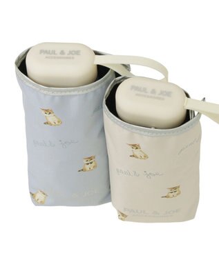 MOONBAT 【 遮光率100％/遮熱/UV/コンパクト】PAUL&JOE ACCESSOIRES(ポール&ジョー) 晴雨兼用日傘 ヌネット×ロゴ ネコ 5段折りたたみ傘 ベージュ