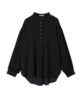 CRAFT STANDARD BOUTIQUE ピコフリルドットブラウス Black