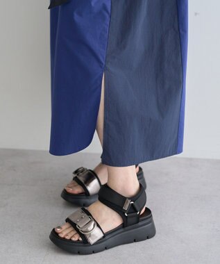 YECCA VECCA ベルト付きスキッパーシャツワンピース Blue
