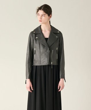 GRACE CONTINENTAL ラムレザーライダースジャケット チャコール