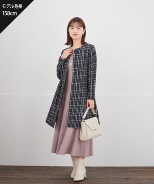 Tiaclasse L ツイードコート ブラック