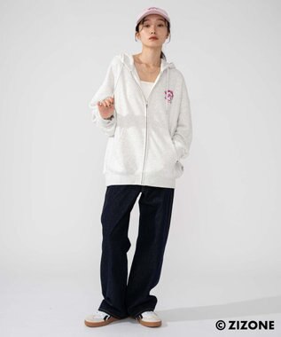 WEGO 【ユニセックス着用ITEM】別注ZIZONEグラフィックZIPパーカー アッシュグレー