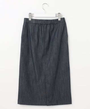 J.PRESS LADIES L 【洗える】 セルロースシャンブレー タイト ナロー スカート ネイビー系