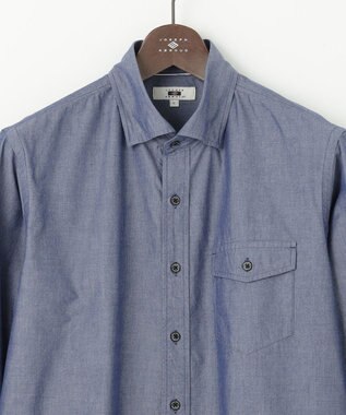 JOSEPH ABBOUD 【キングサイズ・環境配慮型素材】ビオグレースシャンブレー シャツ ネイビー系